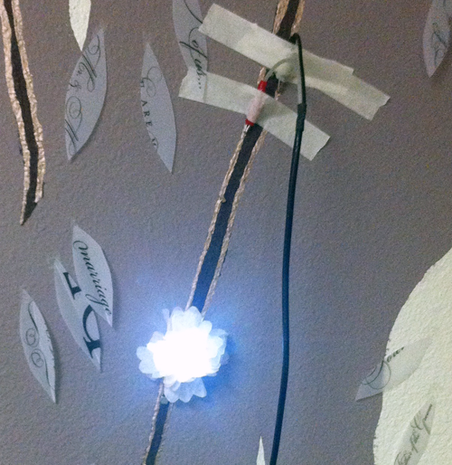 Illuminated LED Flower on wall